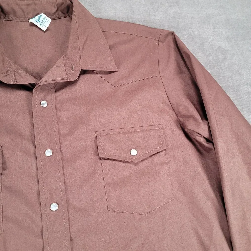 Malco Modes Snap Western Shirt‎ Long Sleeve Flap Pockets USA Size 17 34